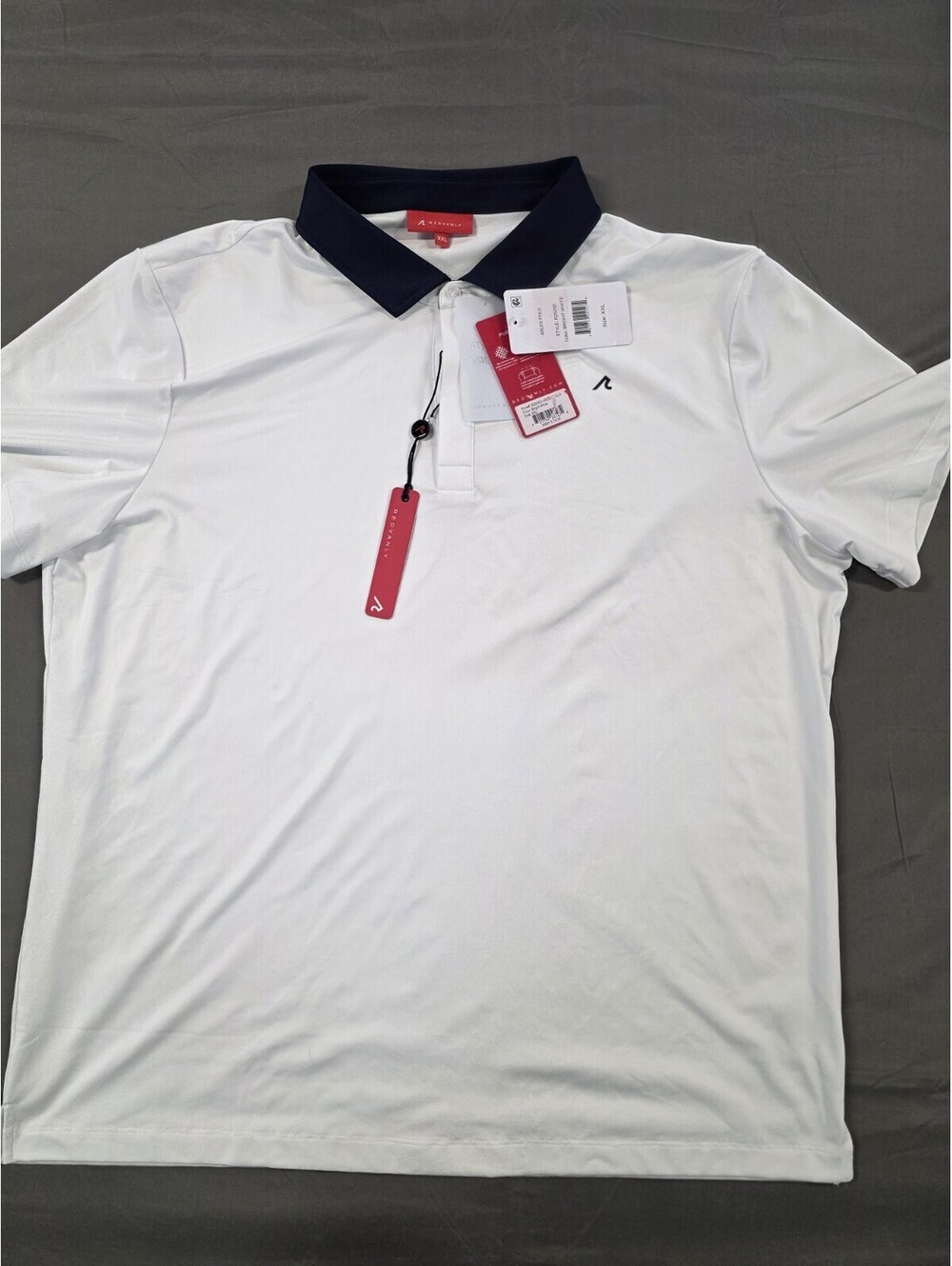 Redvanly Arles Polo Shirt Mens XXL Bright White Navy Blue Collar Golf R2525D NEW